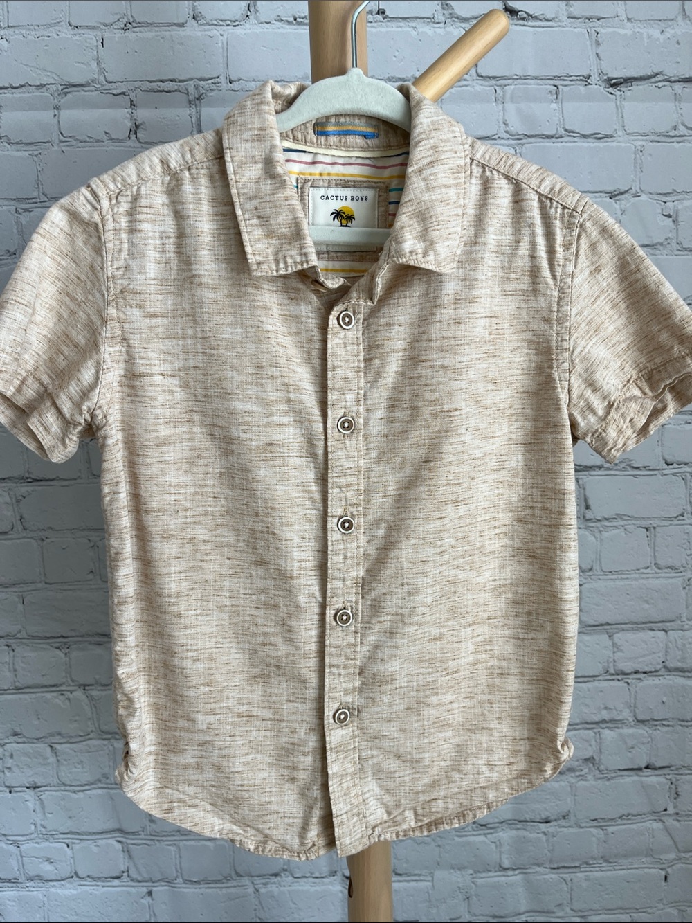 ⭐️⭐️PICK 5 / $20 Cactus Boys Natural Beige Short-Sleeve Button-Down Shirt